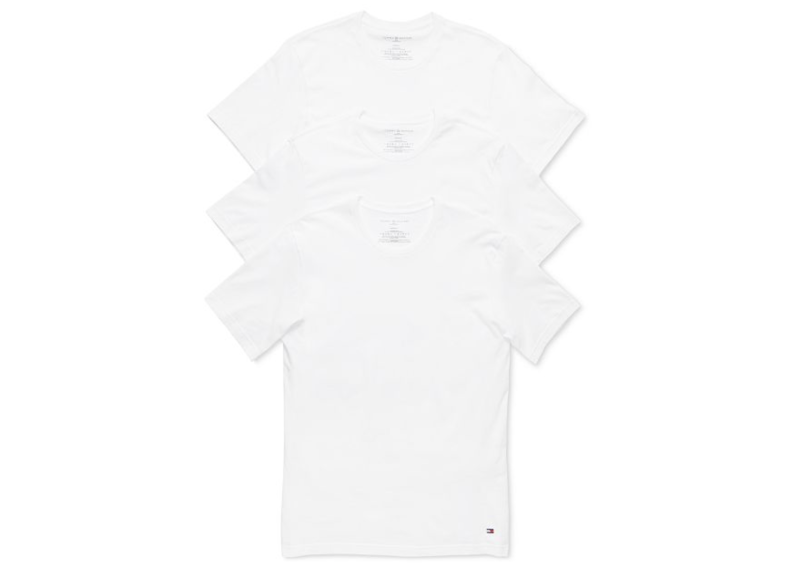 Tommy Hilfiger Men's 3 Pack Slim Fit Cotton Crew Undershirts White